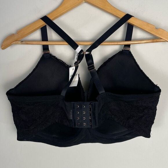 Aerie Show Off Eyelash Lace Plunging Push Up Bra Size 40DD / 40E NEW Balck - Picture 11 of 13